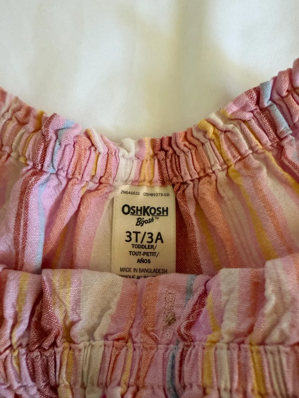 OshKosh B'gosh Pink Multi-Stripe Button-Front Sundress 3T